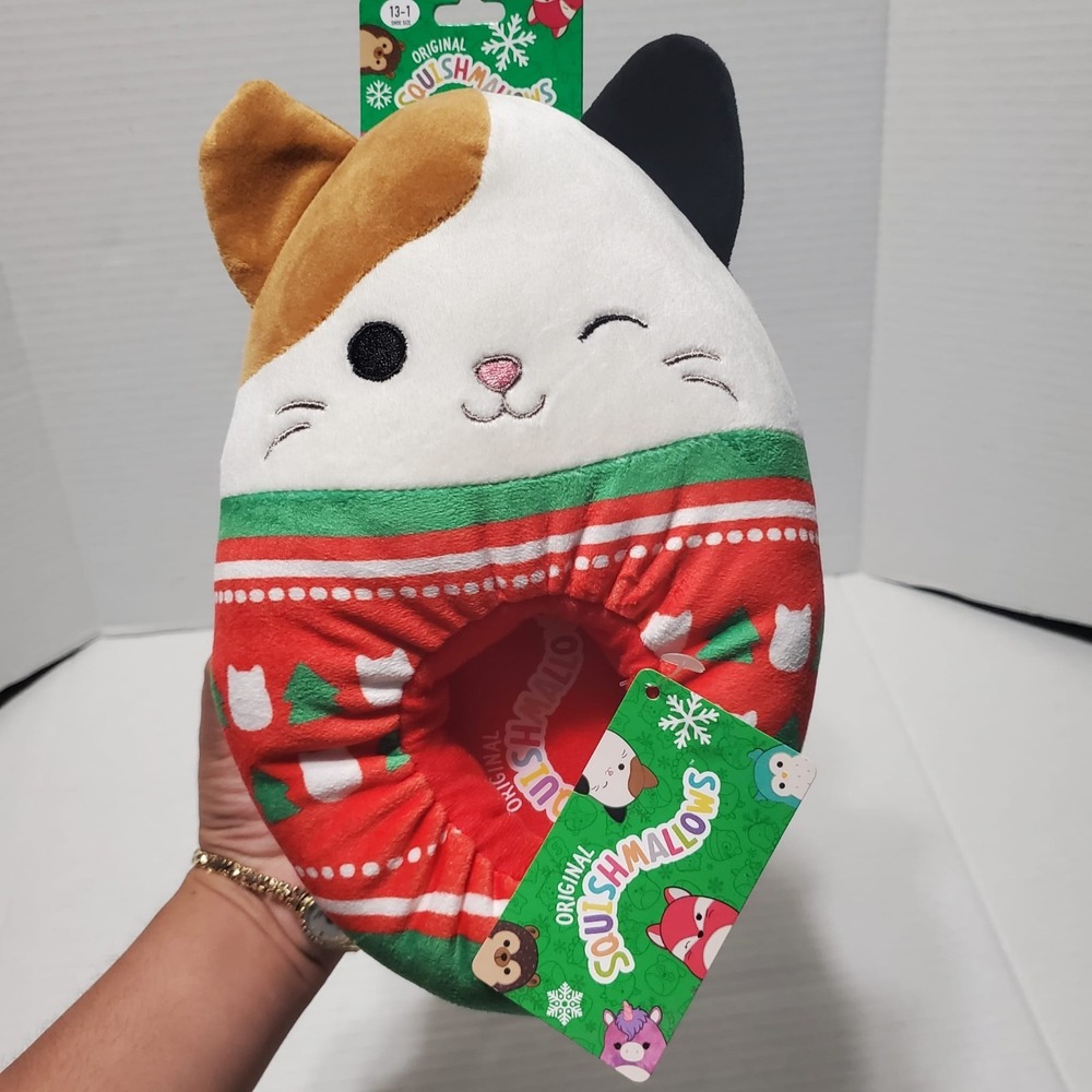 Squishmallows Cam The Cat Holiday‎ Slippers Kids Size 13/1 NWT
